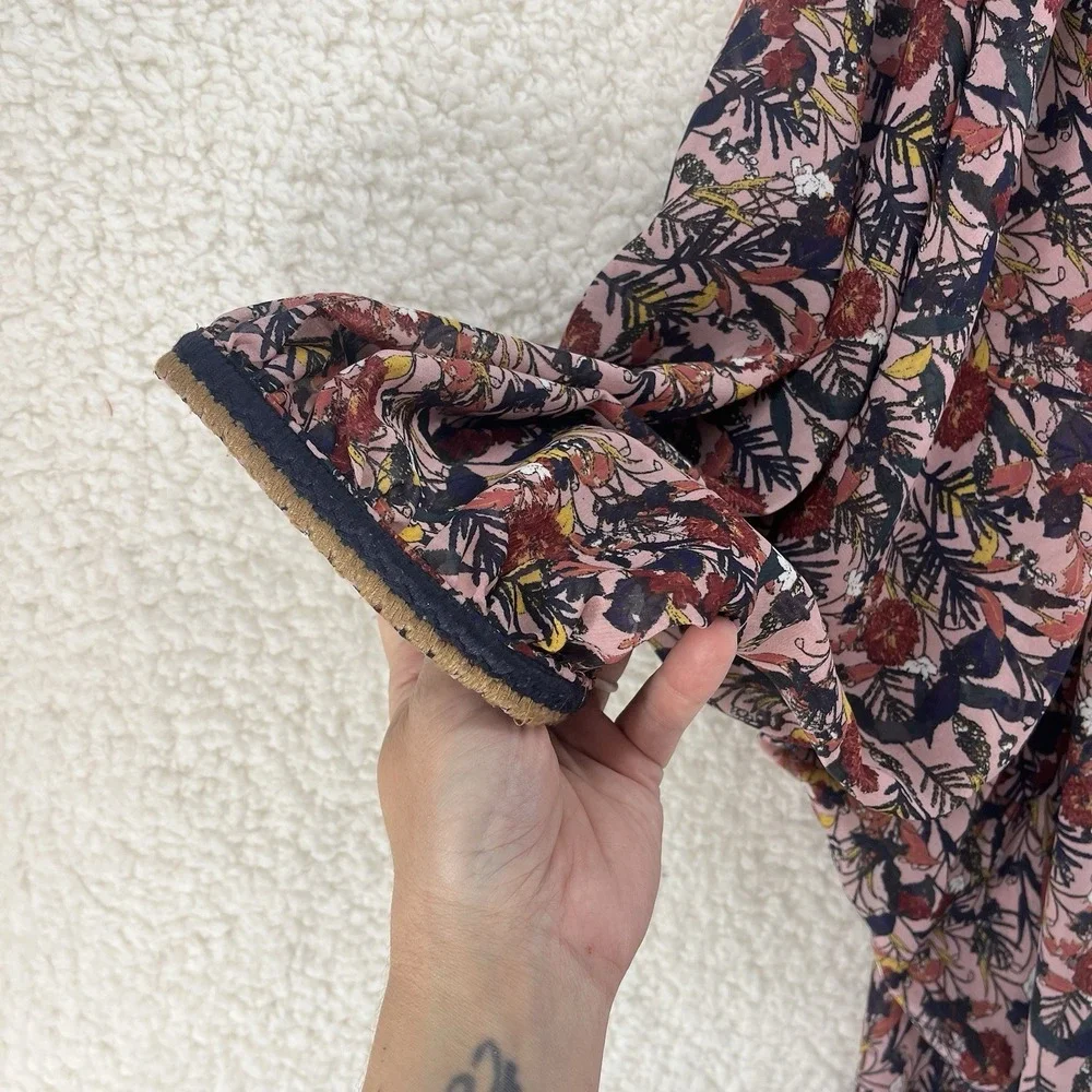 Bohemian Cover Up Size XL Floral Open Front Cardigan Tassel Tie Floral Festival